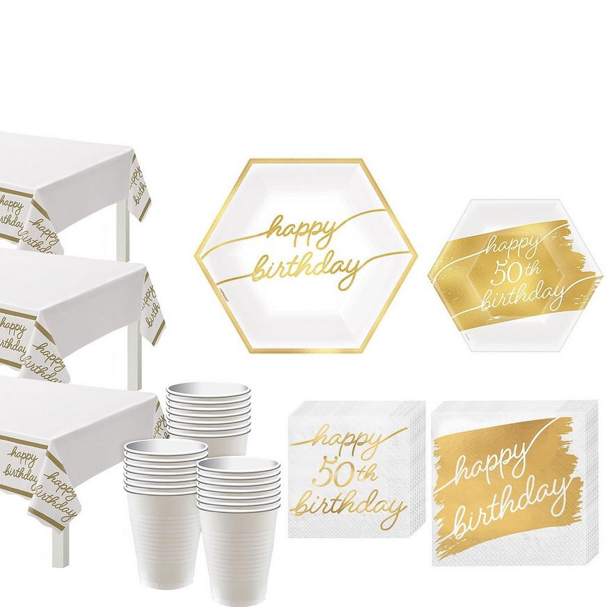 Golden Age 50th Birthday Tableware Kit for 32 Guests